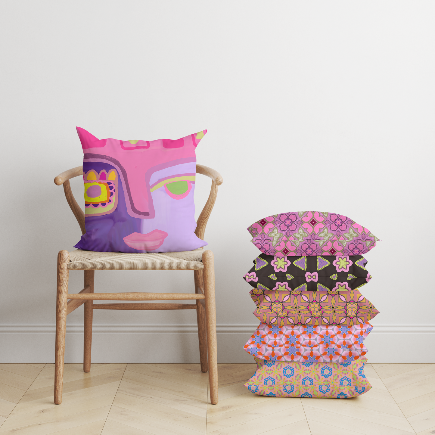 Bright Eyes Mona Throw Pillow