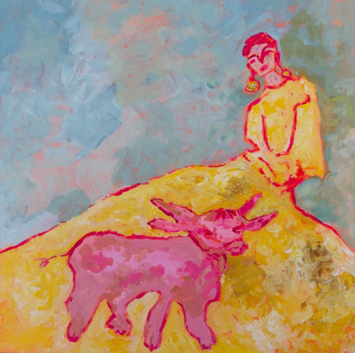 Pink Moo Original Painting
