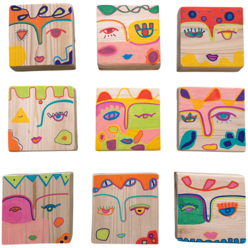 Las Monas Original Wood Block Paintings