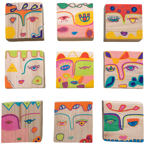 Las Monas Original Wood Block Paintings